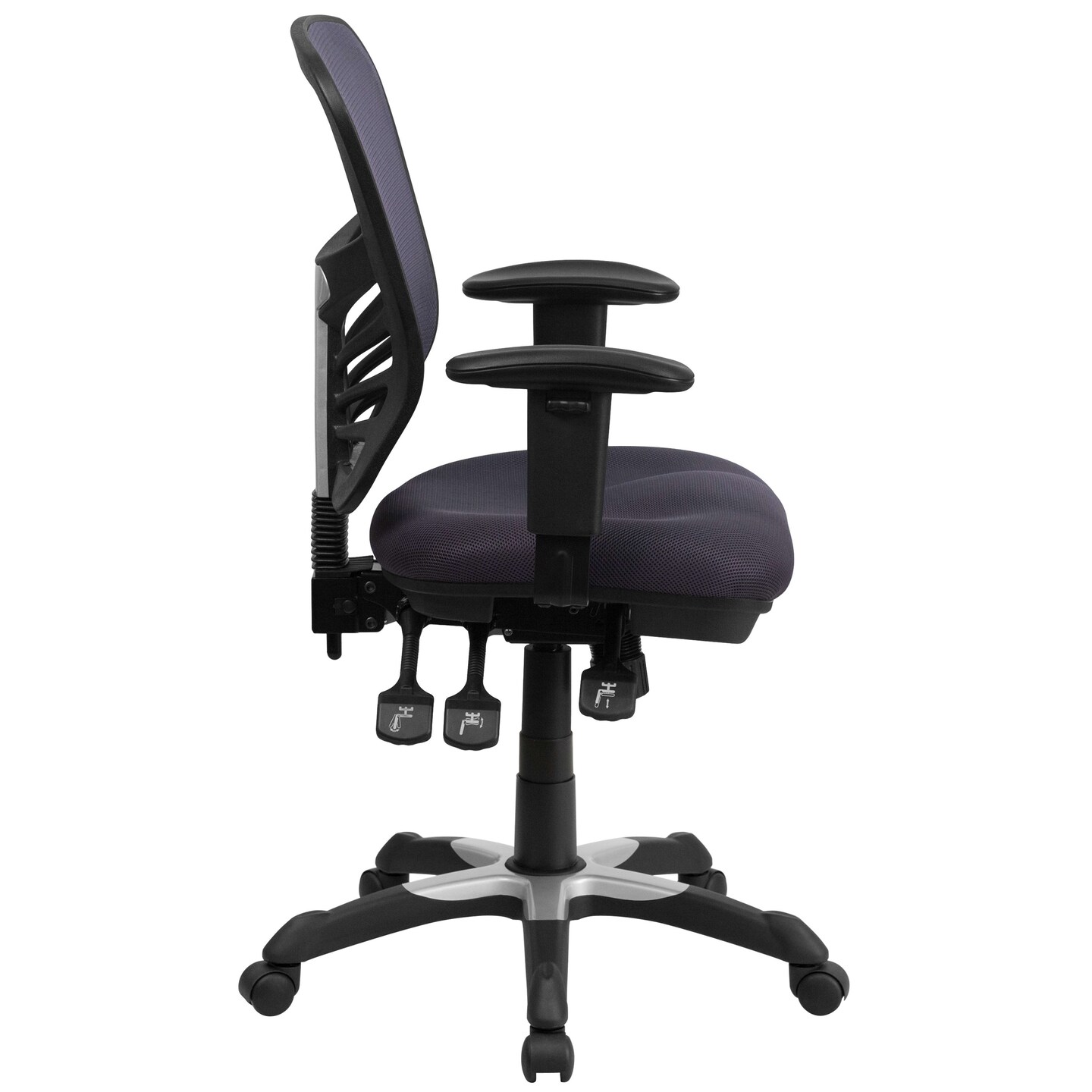 Emma and Oliver Mid-Back Mesh Triple Paddle Swivel Ergonomic Office Chair with Adjustable Arms
