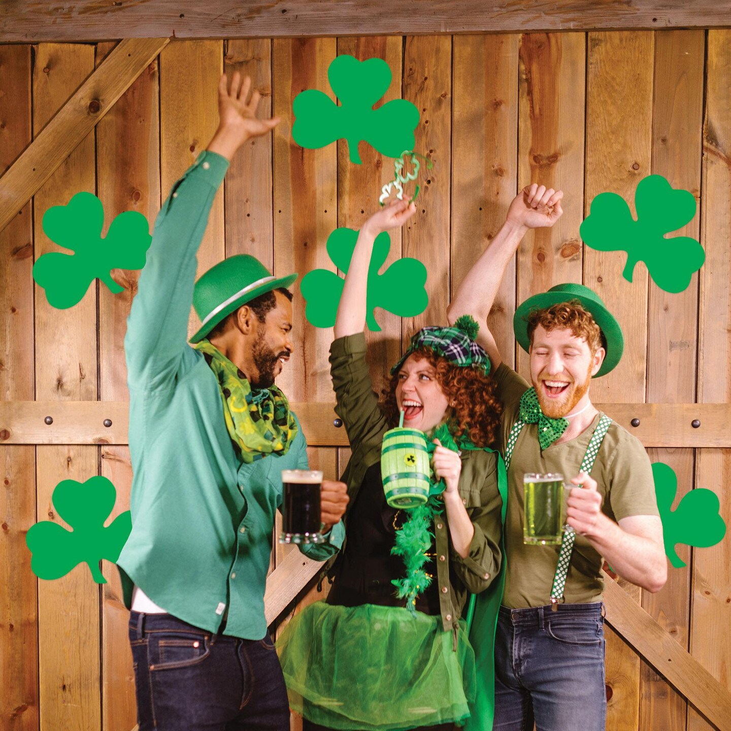 144 Pack Beistle St. Patrick&#x27;s Day Packaged Printed Shamrock Cutouts