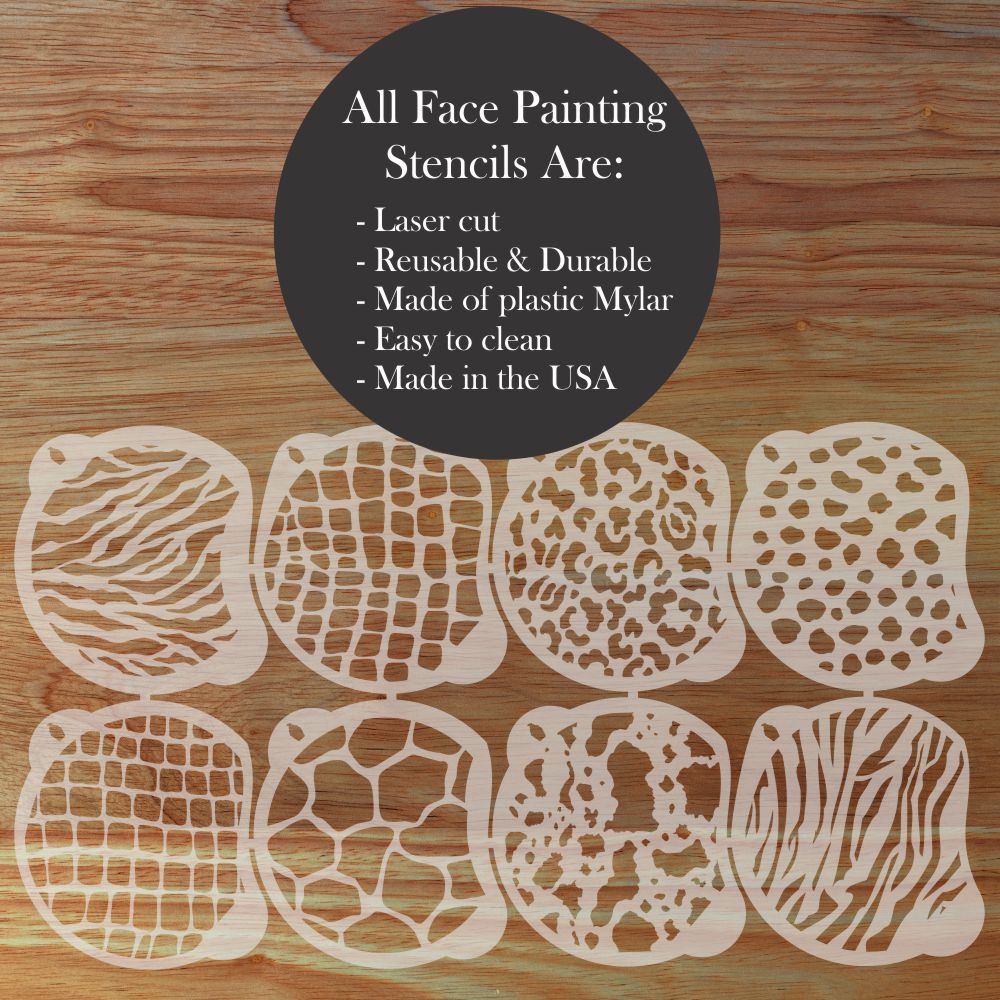 Animal Print Face Painting Stencil Set | Perfect for Face Painting, Temporary Tattoos, Birthday Party | Designer Stencils |