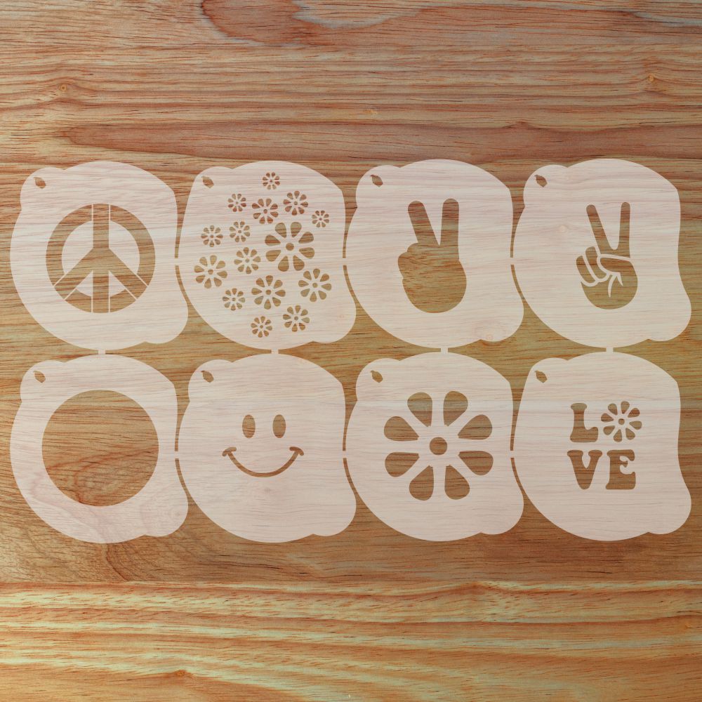 60’s Hippie Face Painting Stencil Set | Perfect for Face Painting, Temporary Tattoos, Birthday Party | Designer Stencils |