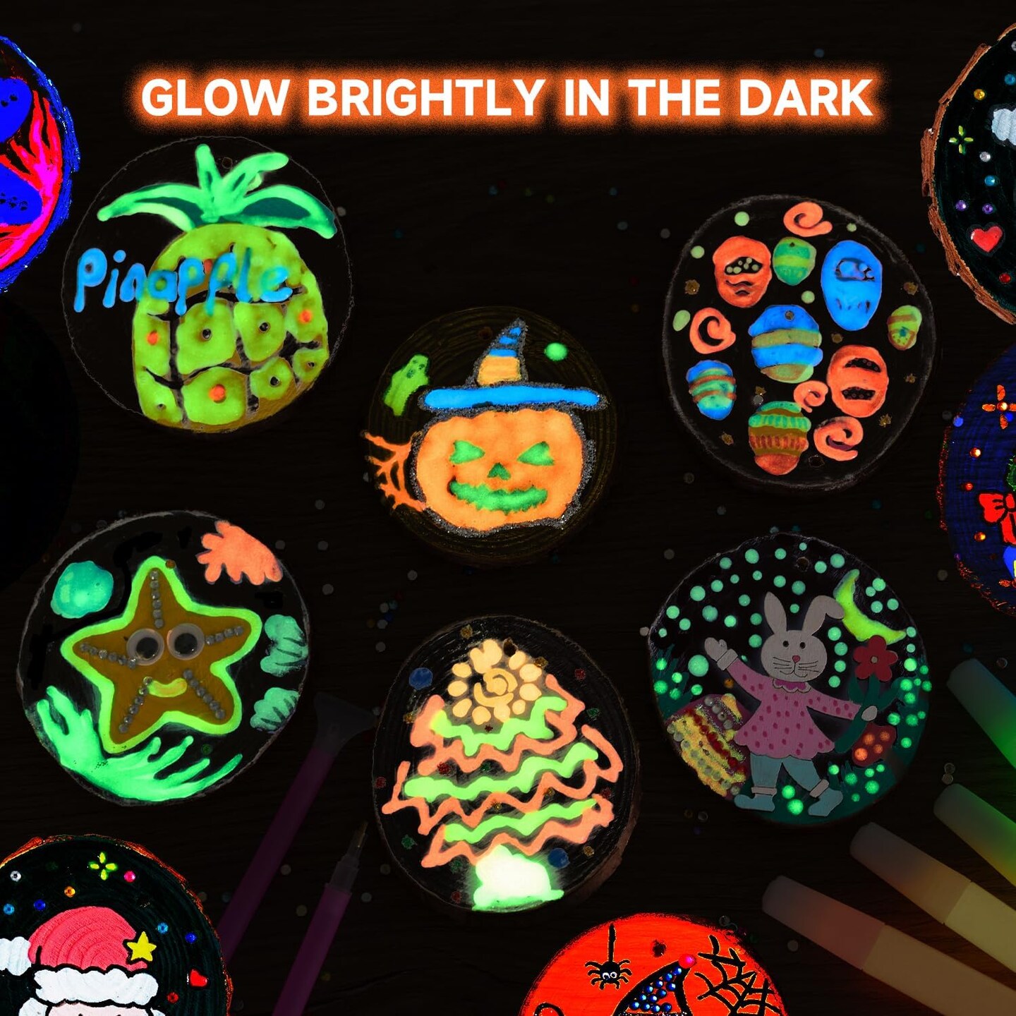 Kids Wood Painting Craft Kit, Glow-in-the-Dark for Kids Ages 5-12
