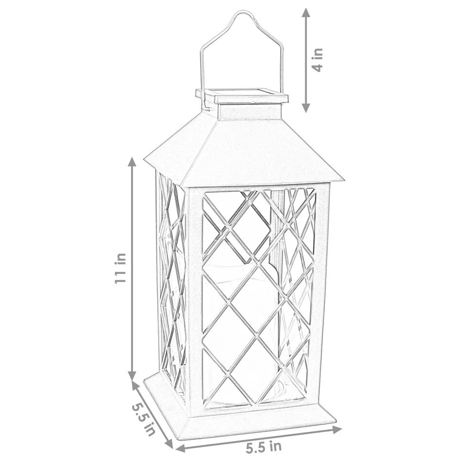 Concord Outdoor Solar Candle Lantern - 11 in - White - Set of 2