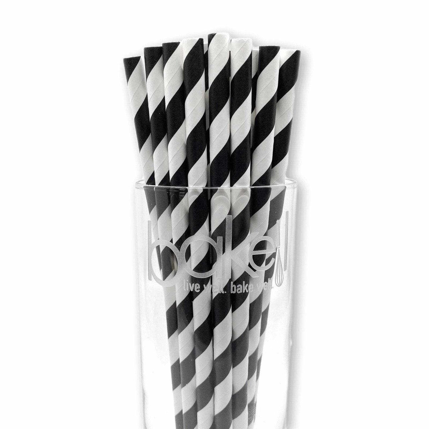 Black & White Candy Cane Striped Cake Pop Party Straws