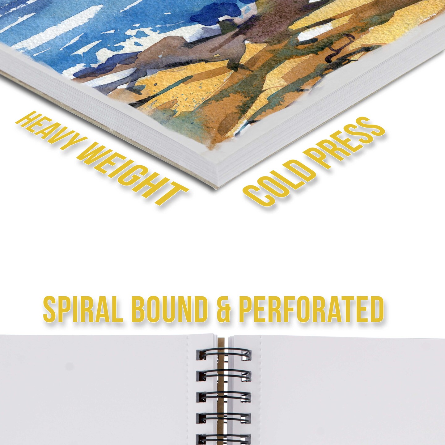 5.5&#x22; x 8.5&#x22; Premium Heavyweight Watercolor Paper Pad, Pack of 3 (30 Sheets Each), 140lb (300gsm) - Spiral Bound, Cold Pressed, Acid-Free, Wet, Water Color Paper - For Artists, Students