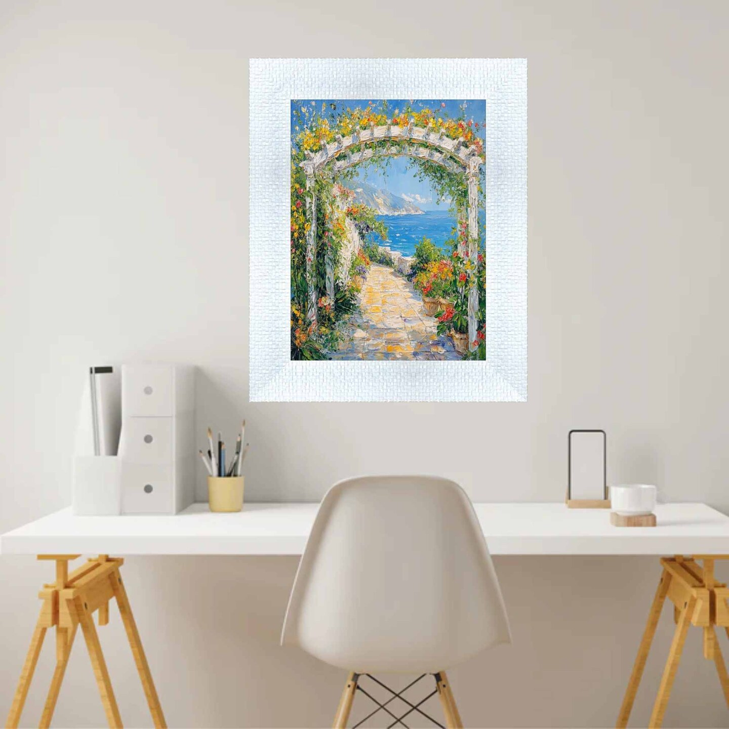 Wide Bright White Glitter Gloss Picture Frame 12x36 frame