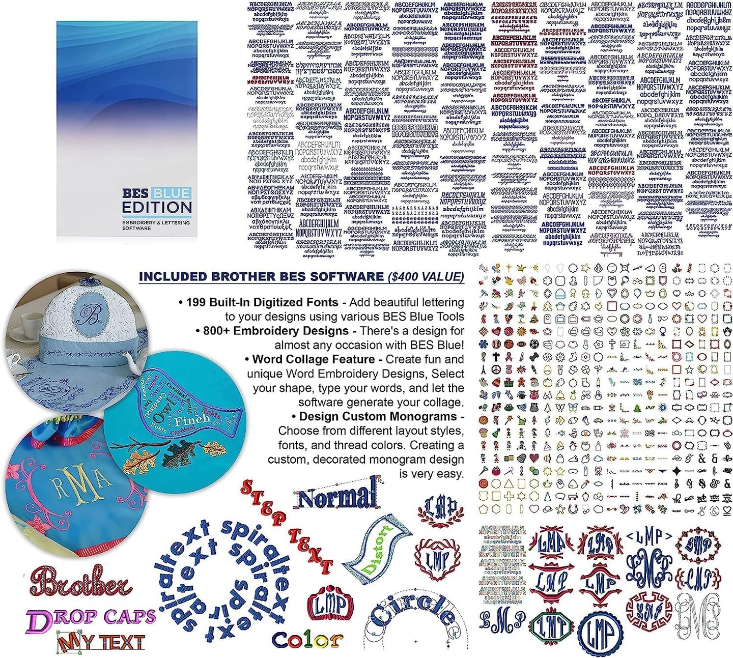 Brother NQ3550W Sewing & Embroidery Machine, 6" x 10" Field Size, 291 Sewing Stitches, Includes BES Lettering Software + Brother Magnetic SAMF180 Hoop + Mr. Vac & Mrs. Sew - Embroidery + Sewing Videos