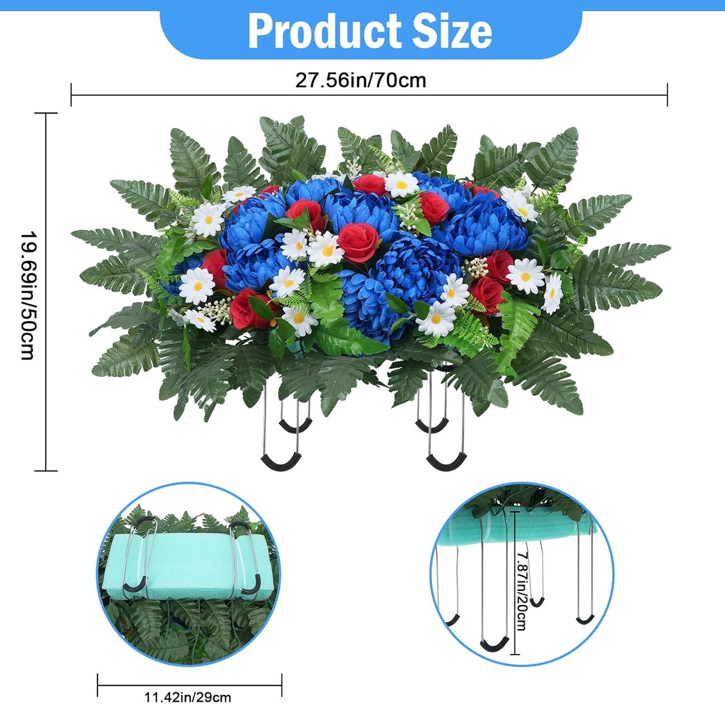 Artificial Cemetery Flowers for 4th of July Decorations Memorial Flowers