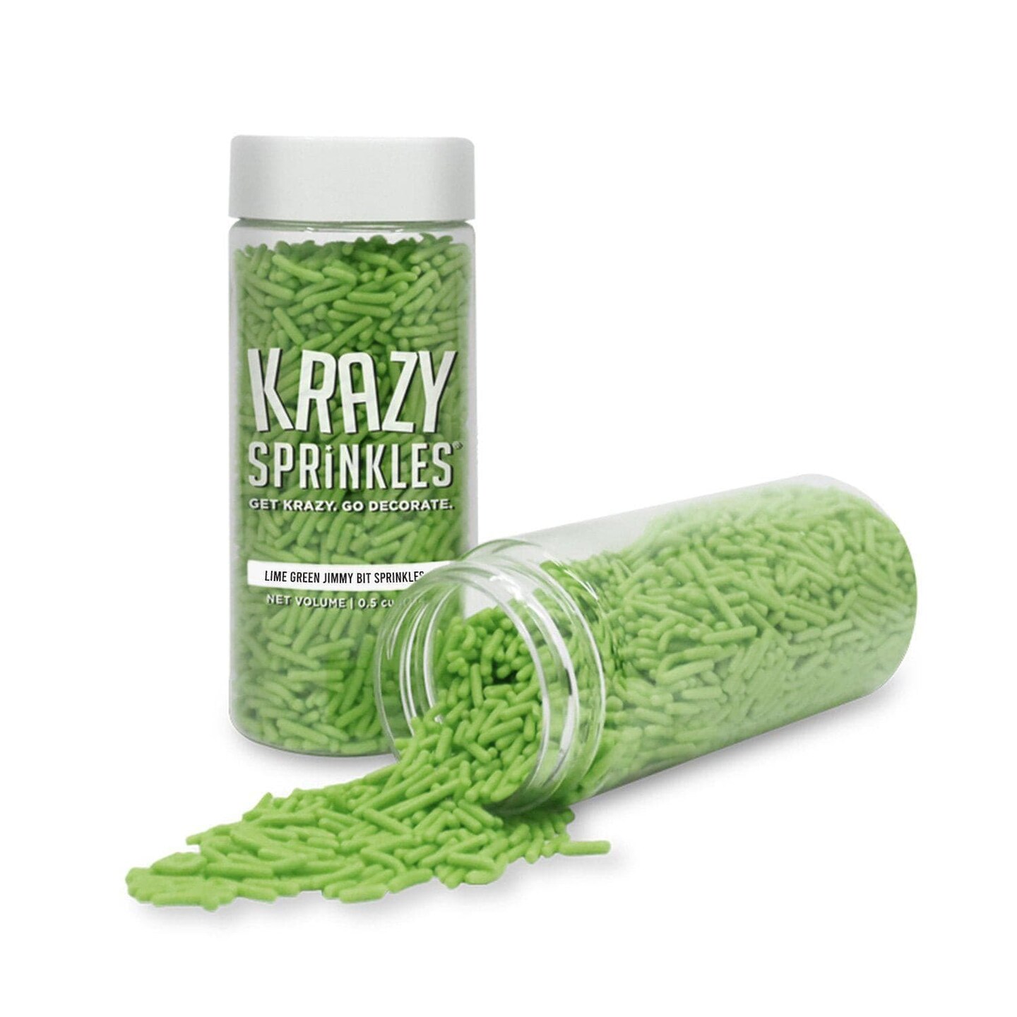 Krazy Sprinkles - Lime Green Jimmies (1/2 Cup, 1x Jar) for Cakes, Ice Cream & Cookies