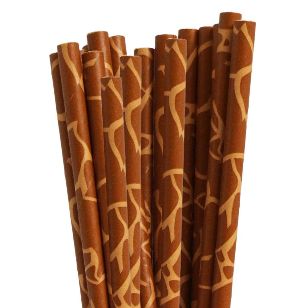 Giraffe Print Cake Pop Party Straws