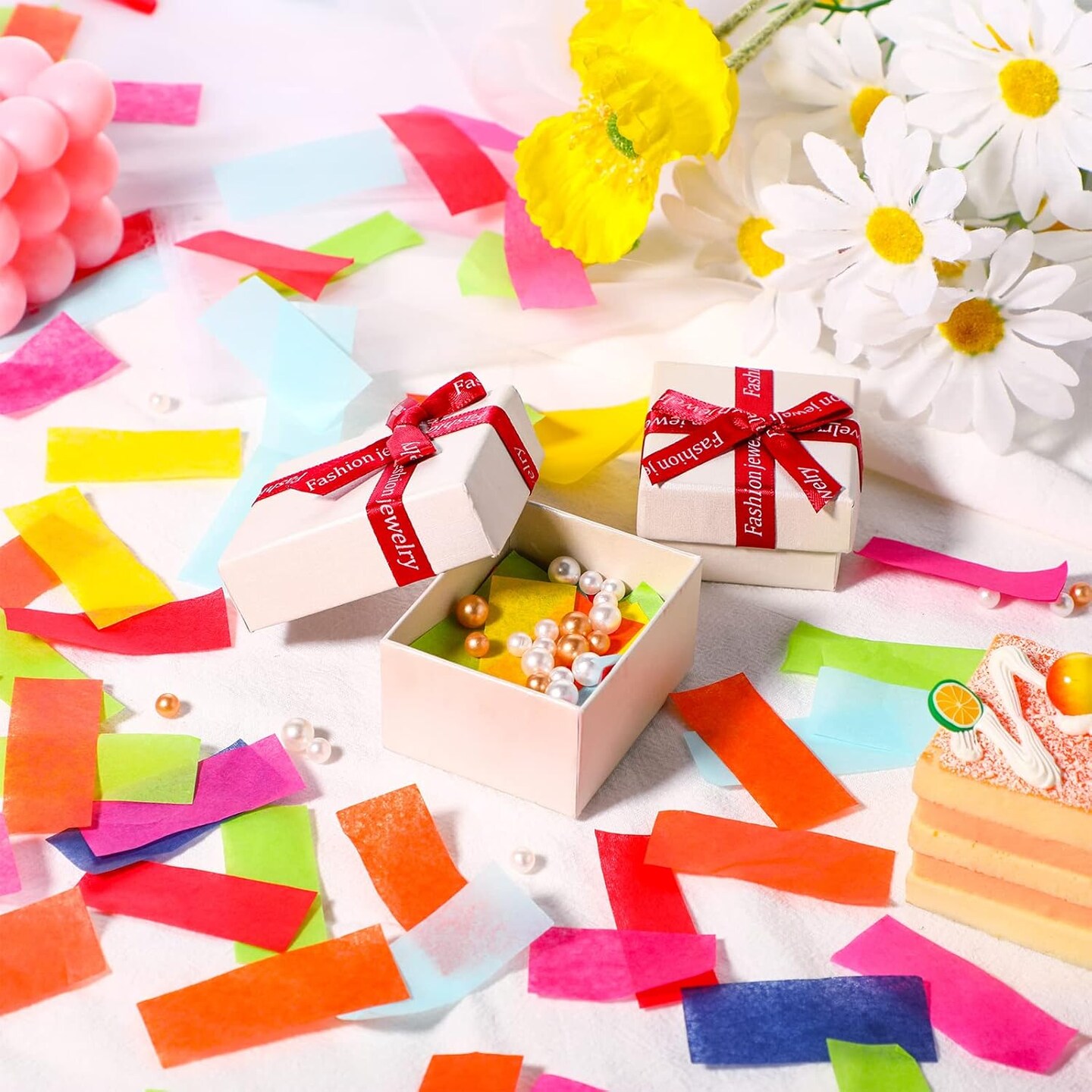 Rectangle Tissue Confetti Multicolor Confetti Sprinkles for Clubs Weddings Birthday Celebrations Fiesta Party Decor, 0.79 x 1.97 Inch(300g,Paper)