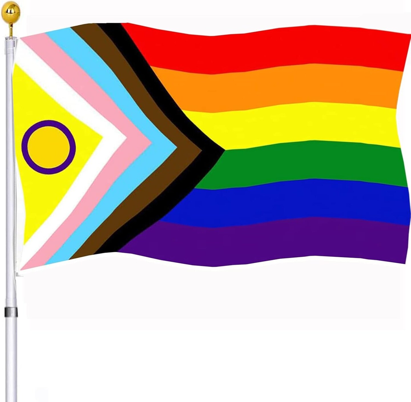 New Intersex Progress Pride LGBTQ Flags 3x5 Outdoor-Inlcusive Progressive Gay Pride LGBT Bisexual Lesbian Transgender Flags
