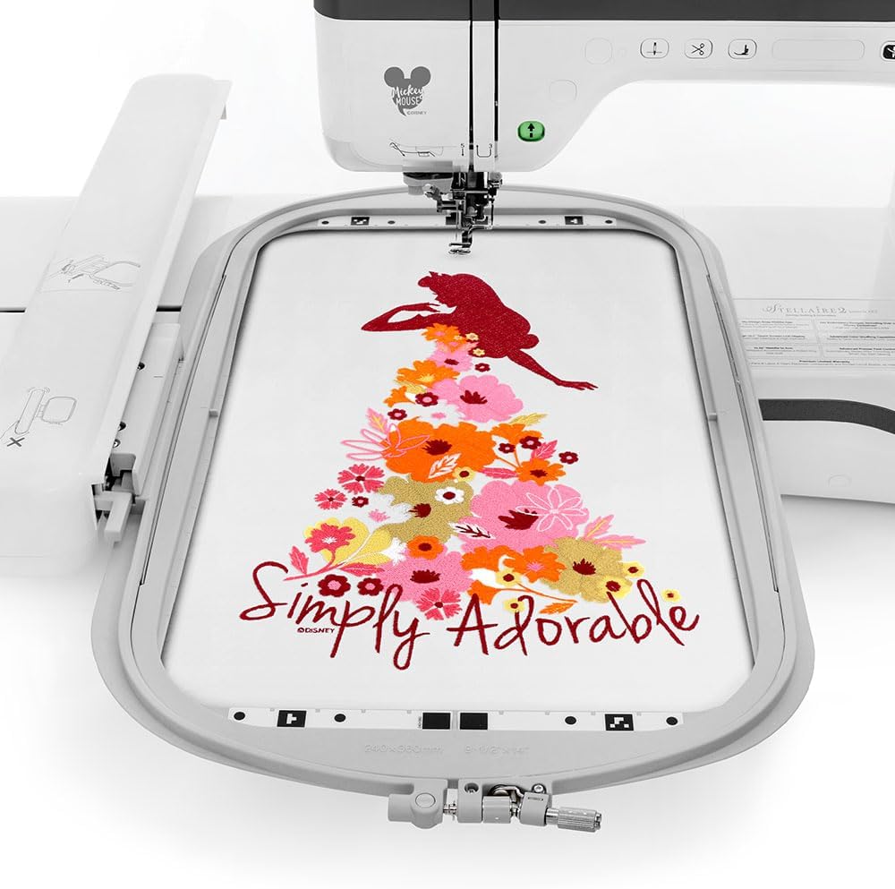 Brother Stellaire Innov-ís XE2 Embroidery Machine, 14" x 9.5" Field Size - Includes BES Lettering Software + Brother Best 100 Embroidery Thread Kit + Magnetic SAMF300 Hoop + Embroidery Magic Video