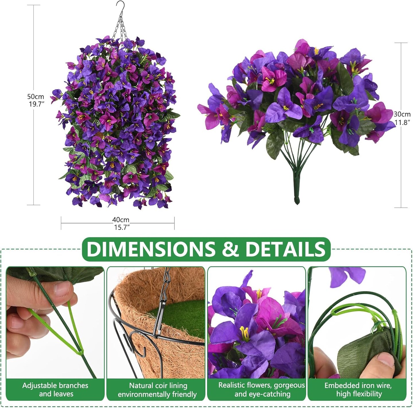 Artificial Fake Flowers Hanging Basket for Outdoor