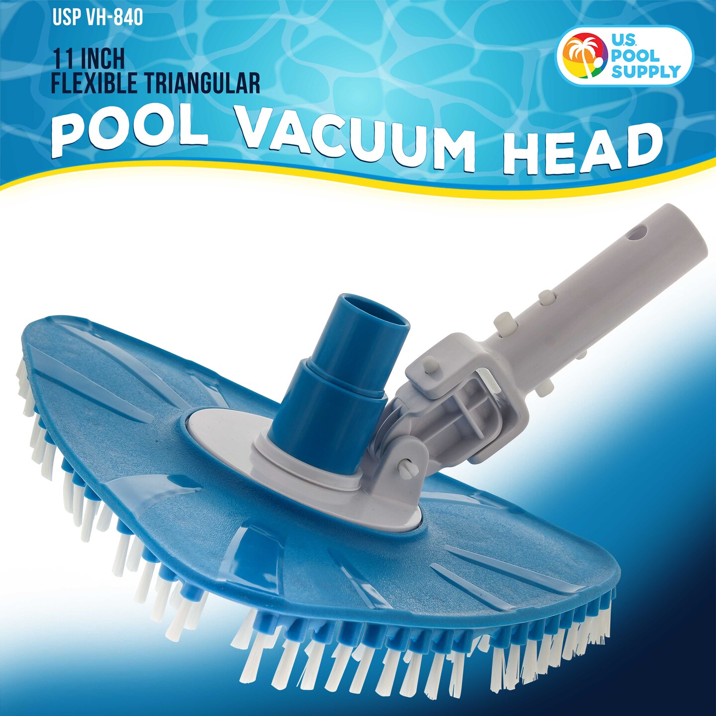 U.S. Pool Supply&#xAE; Flexible Triangular Pool Vacuum Head with Swivel Connection, Multi-Directional Fishtail EZ Clip Handle - Connects to 1-1/2&#x22;, 1-1/4&#x22; Vacuum Hose, Poles