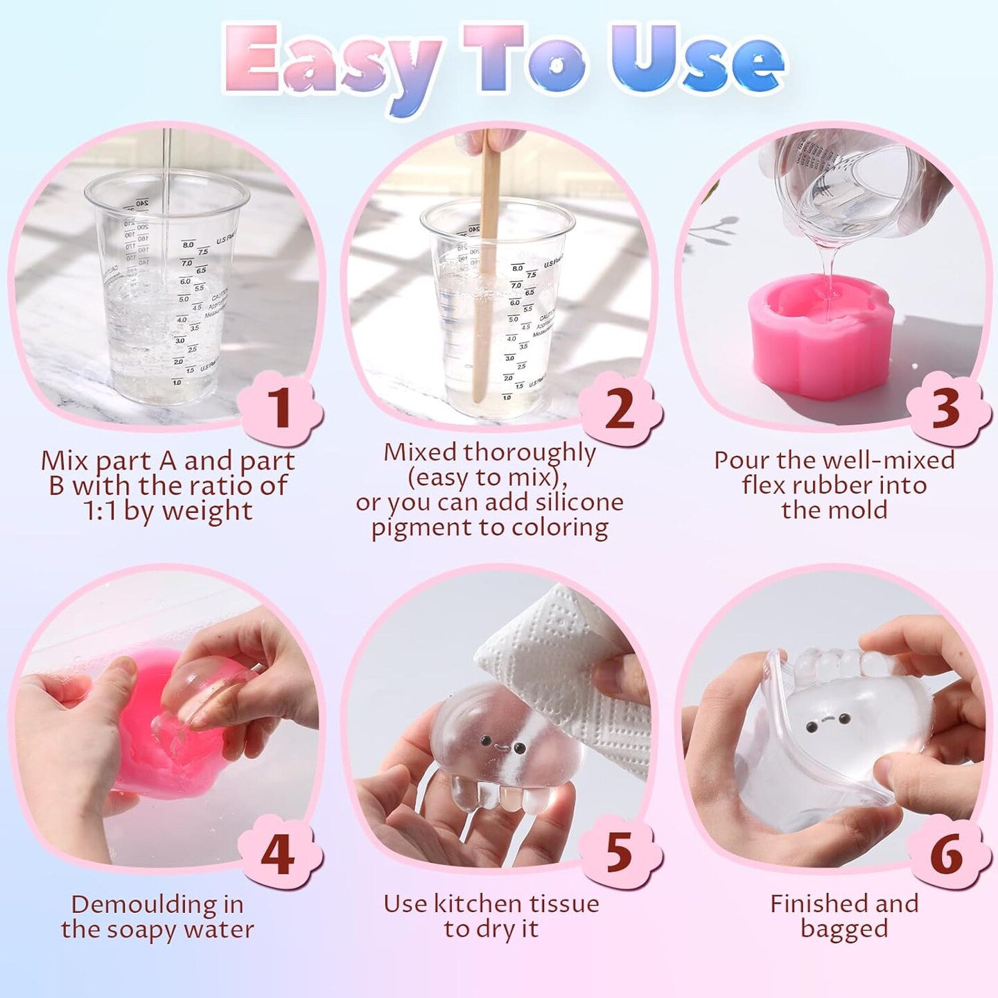 LET'S RESIN Transparent Gel for Taba Squishy, 28oz Super Soft Flex Rubber for Squishy Maker, DIY Decompression Gift for Cat Paw, Hamster, Artificial Strawberry and Chick Squishy