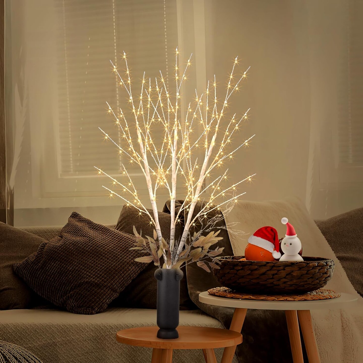 Lighted White Birch Branches with Timer 33IN 180 LED Twig Birch Branches for Vase