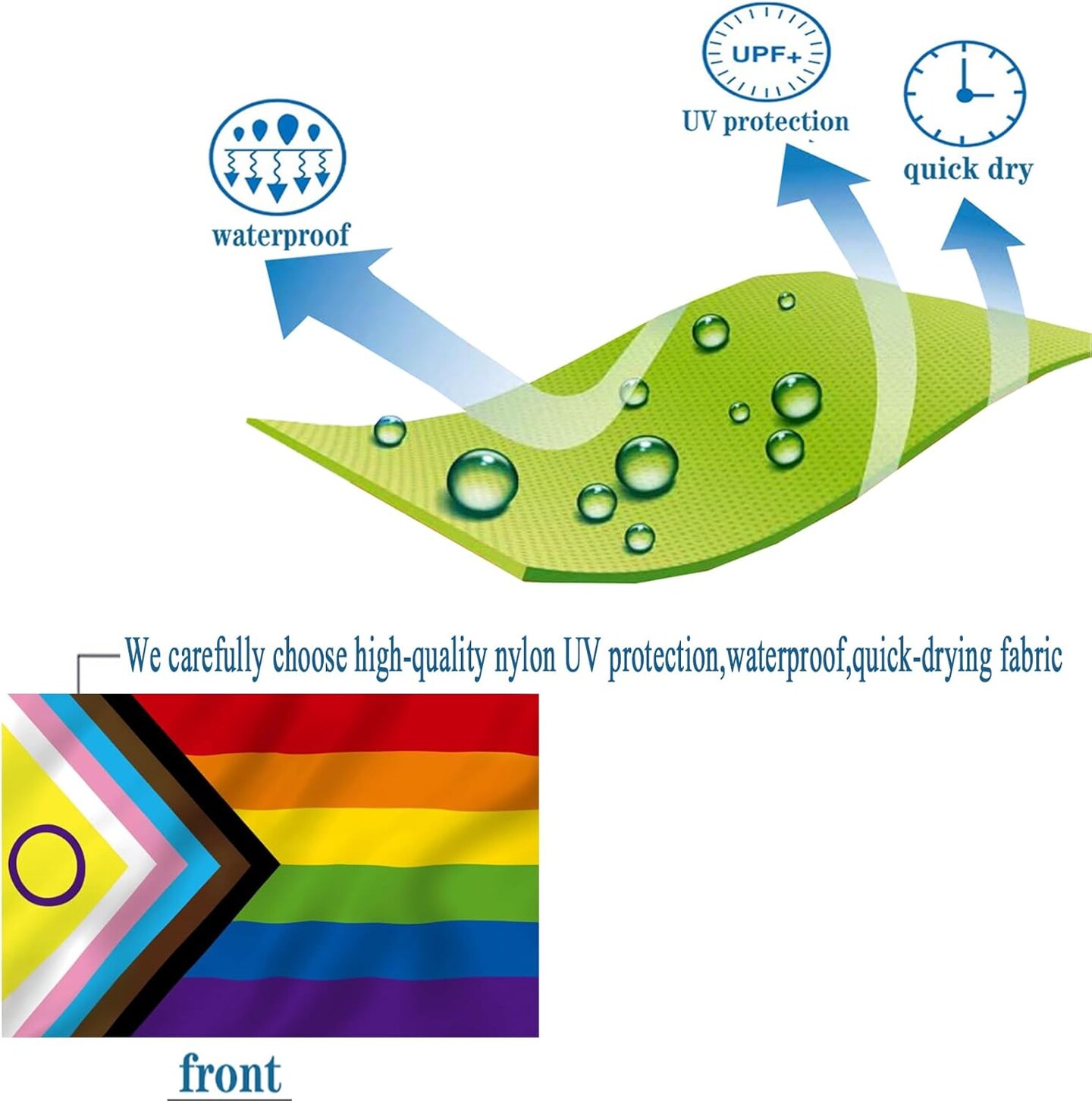 Intersex Progress Pride Flags 3x5 Outdoor - Embroidered Circle and Sewn Stripes Inclusive Lesbian Gay Bisexual Transgender Rainbow Flag for Outside with 2 Brass Grommets UV protection Fade Resistant