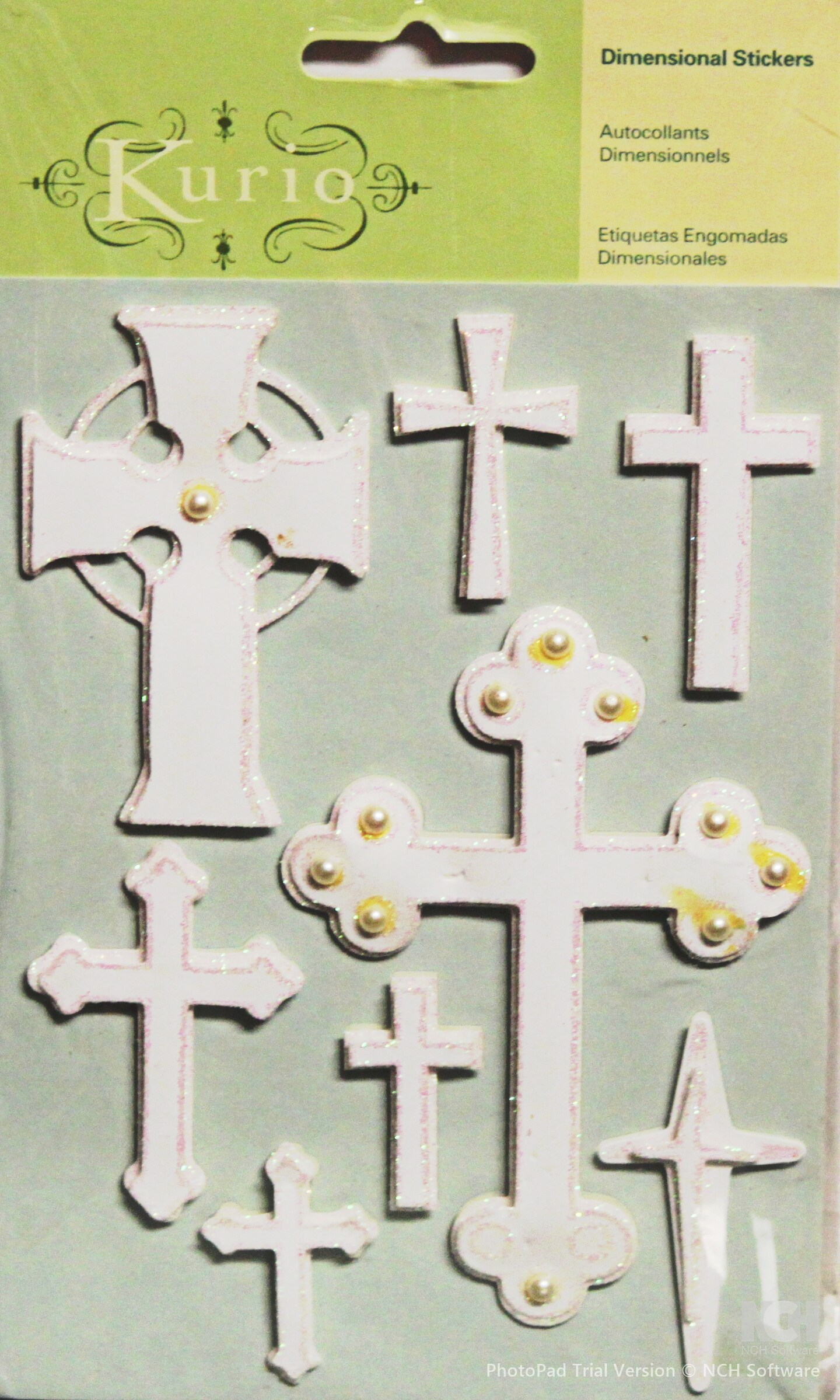Kurio White Cross Dimensional Glitter Stickers | Michaels