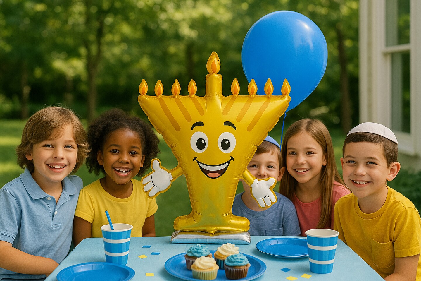 Menorah Table Top Balloon, 20" Chanukah Party & Classroom Decoration (1 Pack)
