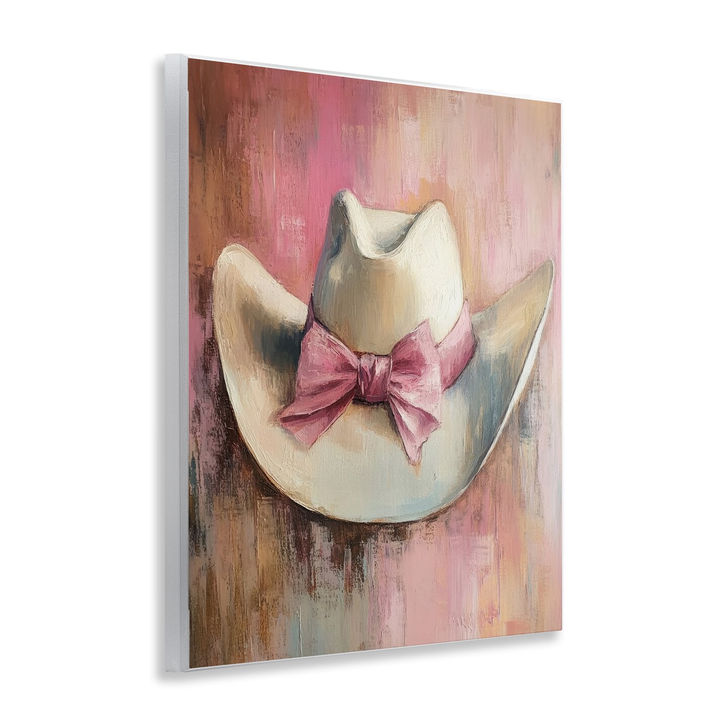 Stupell Industries Cowgirl Hat with Bow over Pink Wall Plaque, design by Petal Prints Design