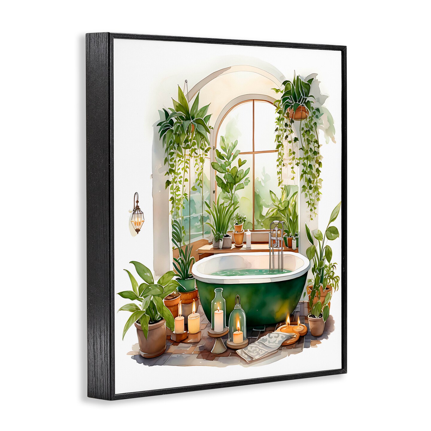 Stupell Industries Tranquil Tub with Candles & Greenery Framed Giclee, design by Lettered and Lined