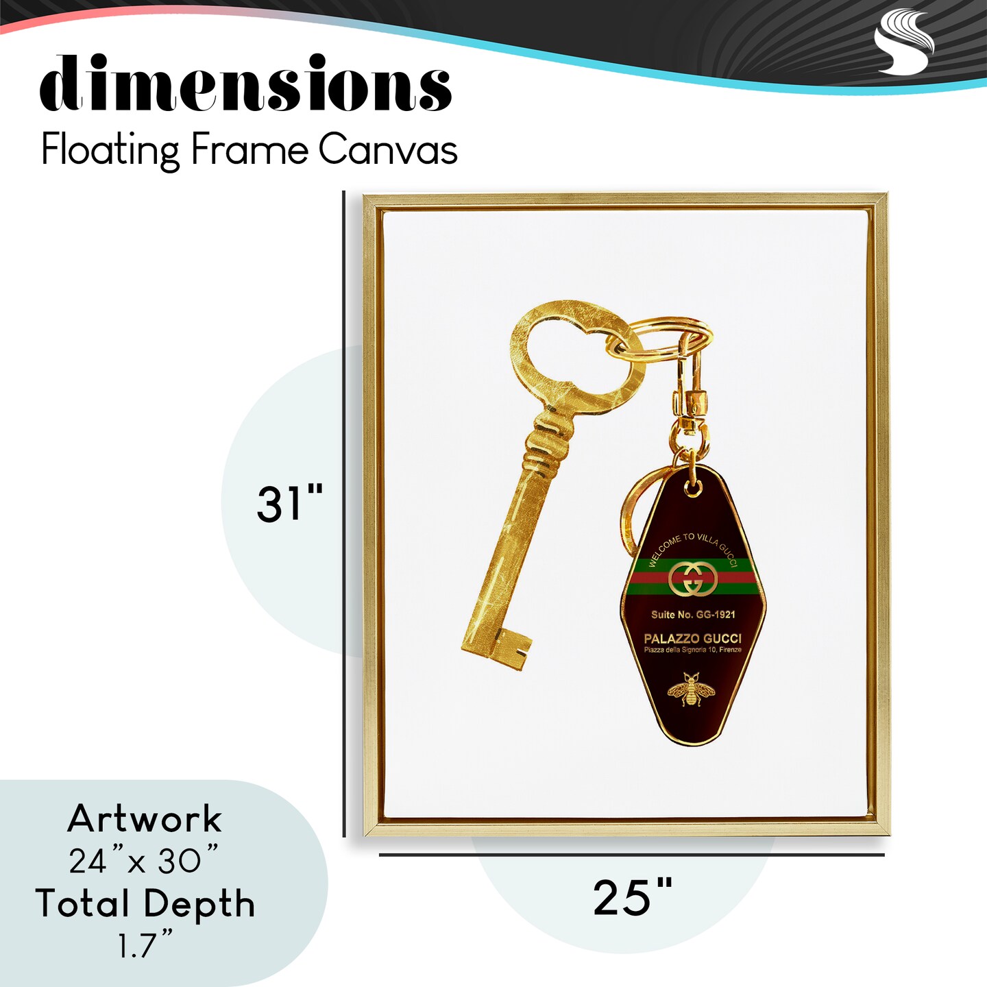 Stupell Industries Luxury Hotel Key Floating Frame, design by Ziwei Li