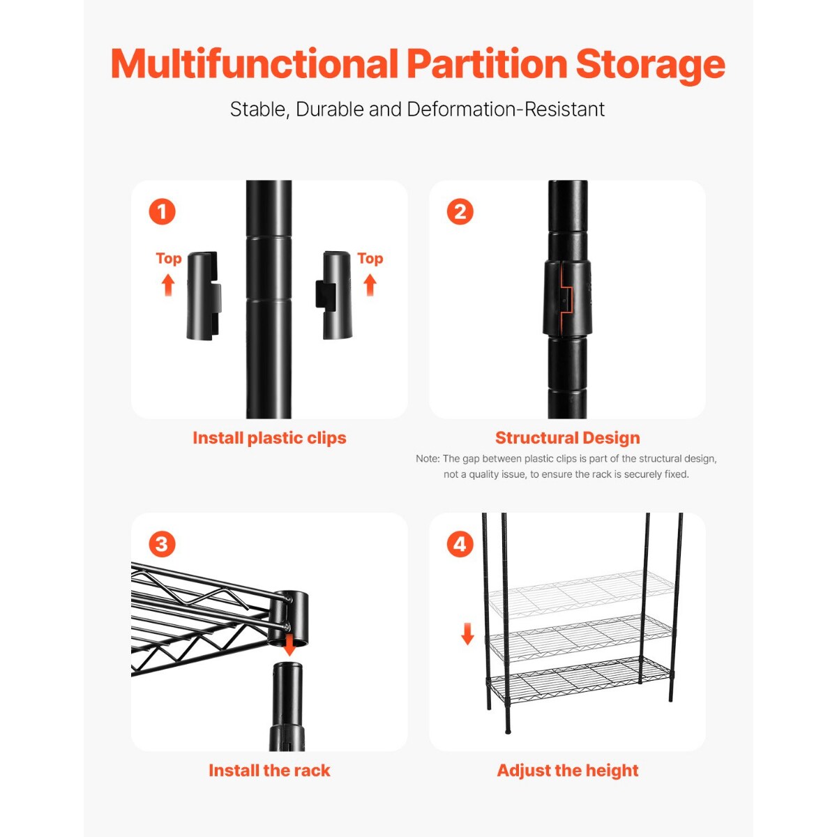 Black Carbon Steel Over-Washer Storage Shelf with 3 Layers, Hooks and Rod