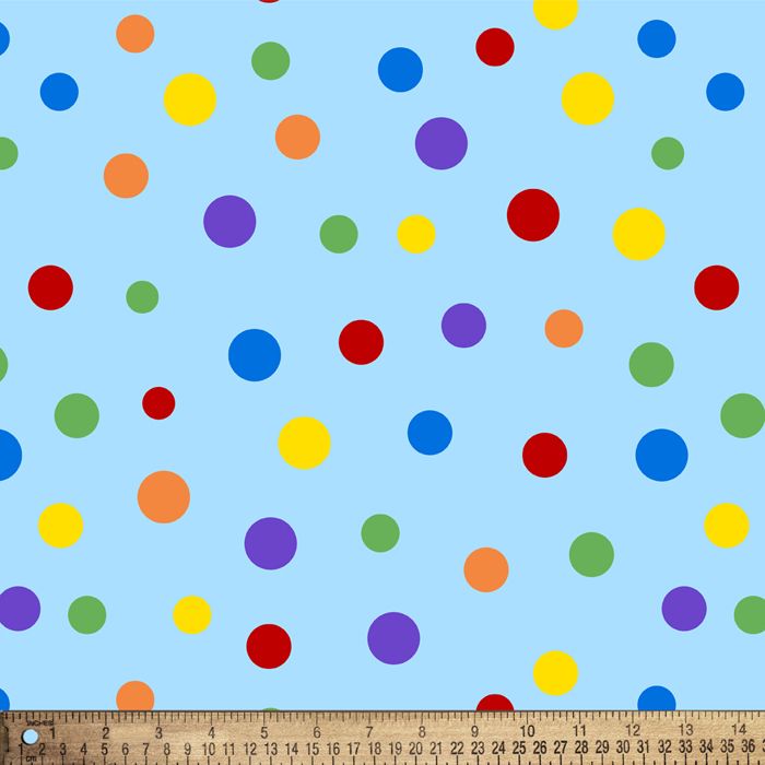 Rainbow Polka Dots Circus Anti-Pill No-Sew Throw Fleece Fabric Kit (72x60)