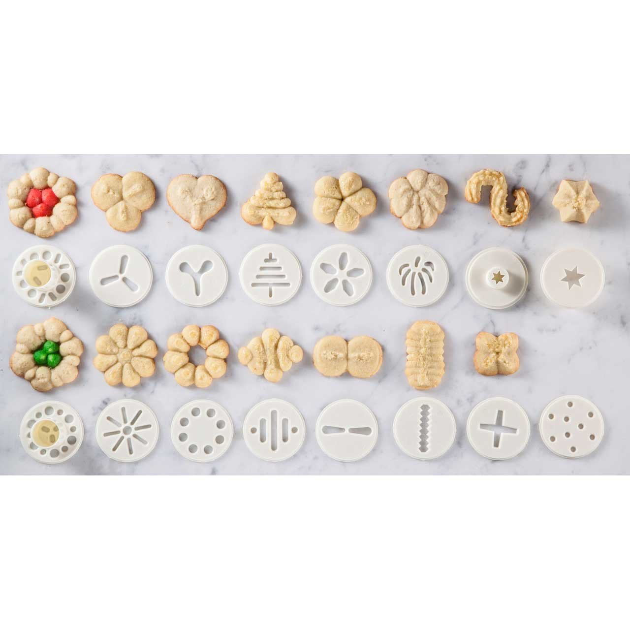 Hutzler 23pc Easy Action Cookie Press and Food Decorator Set - For Simple Decorating of Appetizers and Desserts