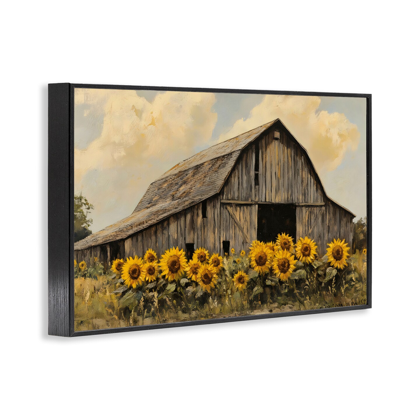 Stupell Industries Barn In Sunflower Field Framed Giclee, design by Franklyn Gregory