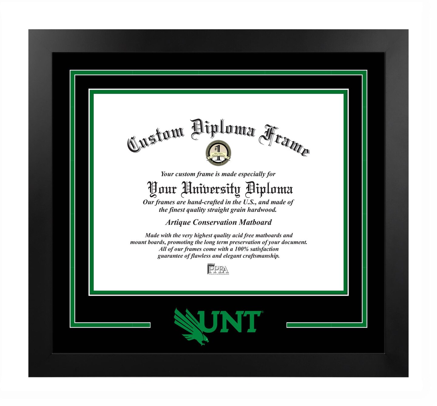 North Texas Mean Green 14w x 11h Spirit Diploma Manhattan Black Frame with Bonus Campus Images Lithograph (value savings $59)