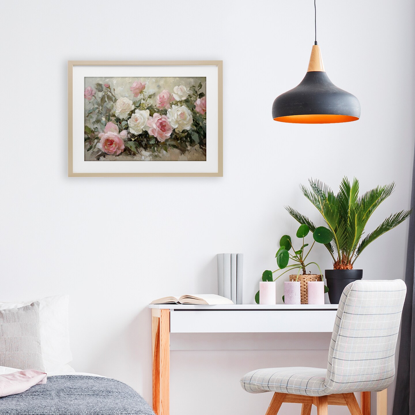 Stupell Industries Rose Bouquets Pink and White Framed Print Under Glass, design by Petal Prints Design