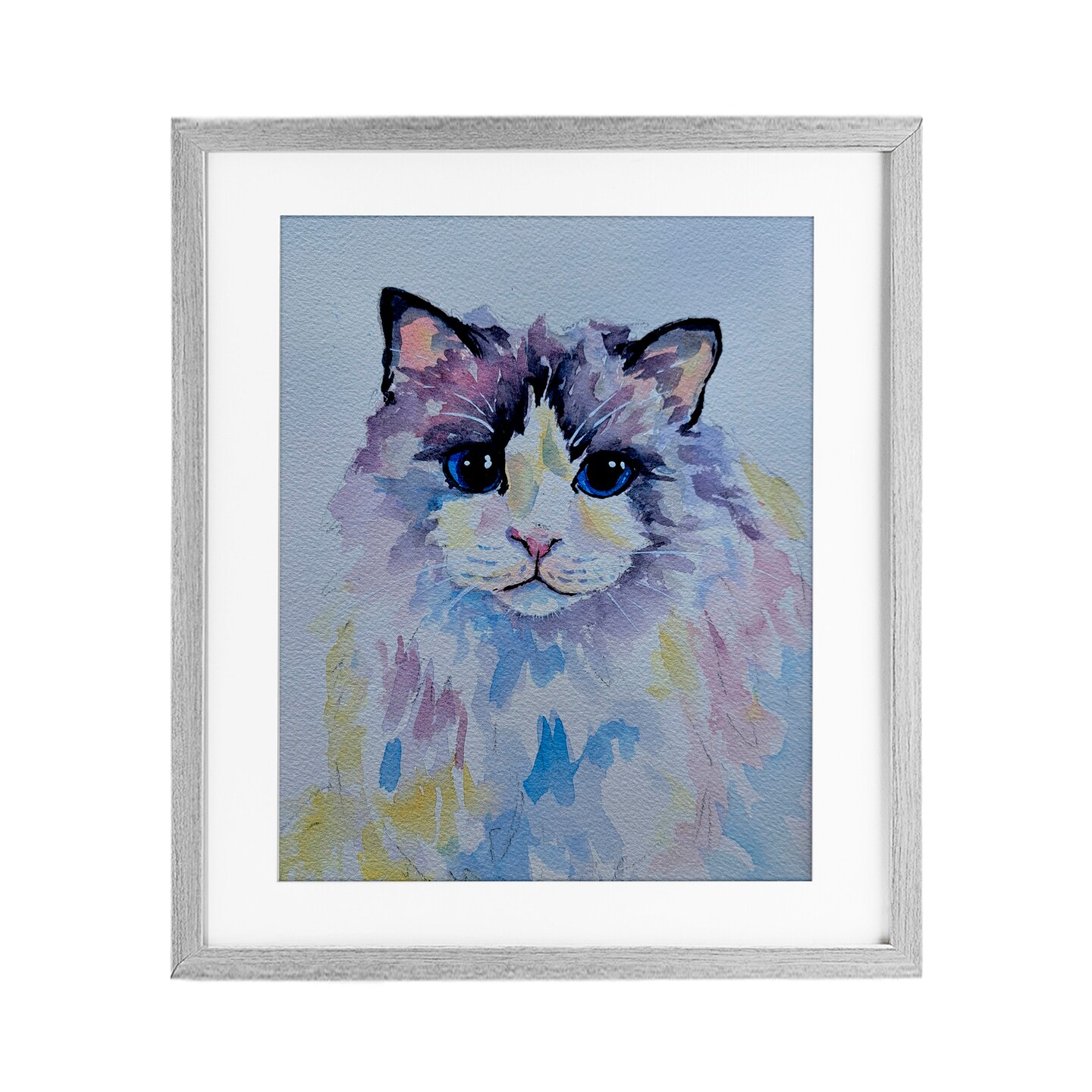 Stupell Industries Pastel Cat with Blue Eyes Framed Print Under Glass, design by Tatiana Roberts