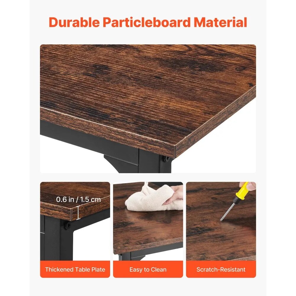 63 Inch Computer Desk Office Gaming Desk Home Office Writing Study Table Rustic Brown