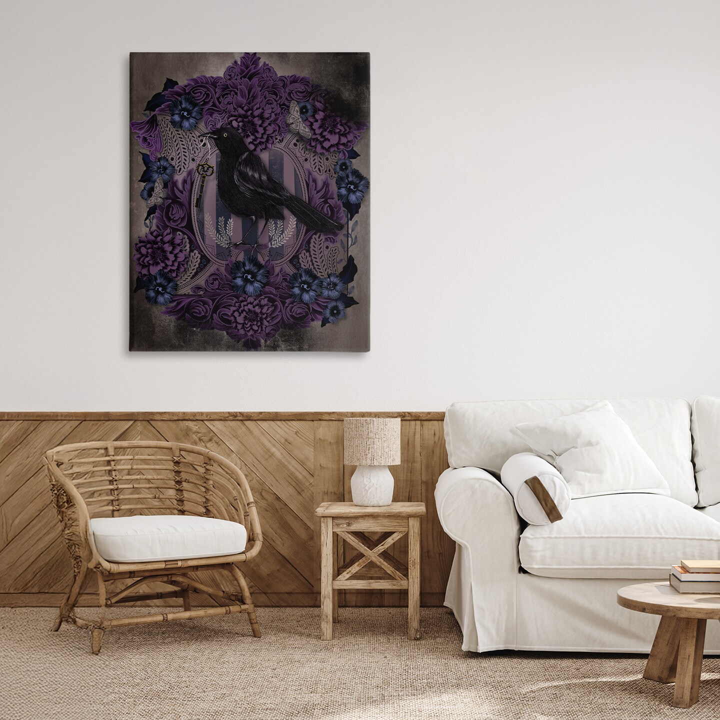 Stupell Industries Raven with Gothic Florals Canvas, design by Lori Mosley