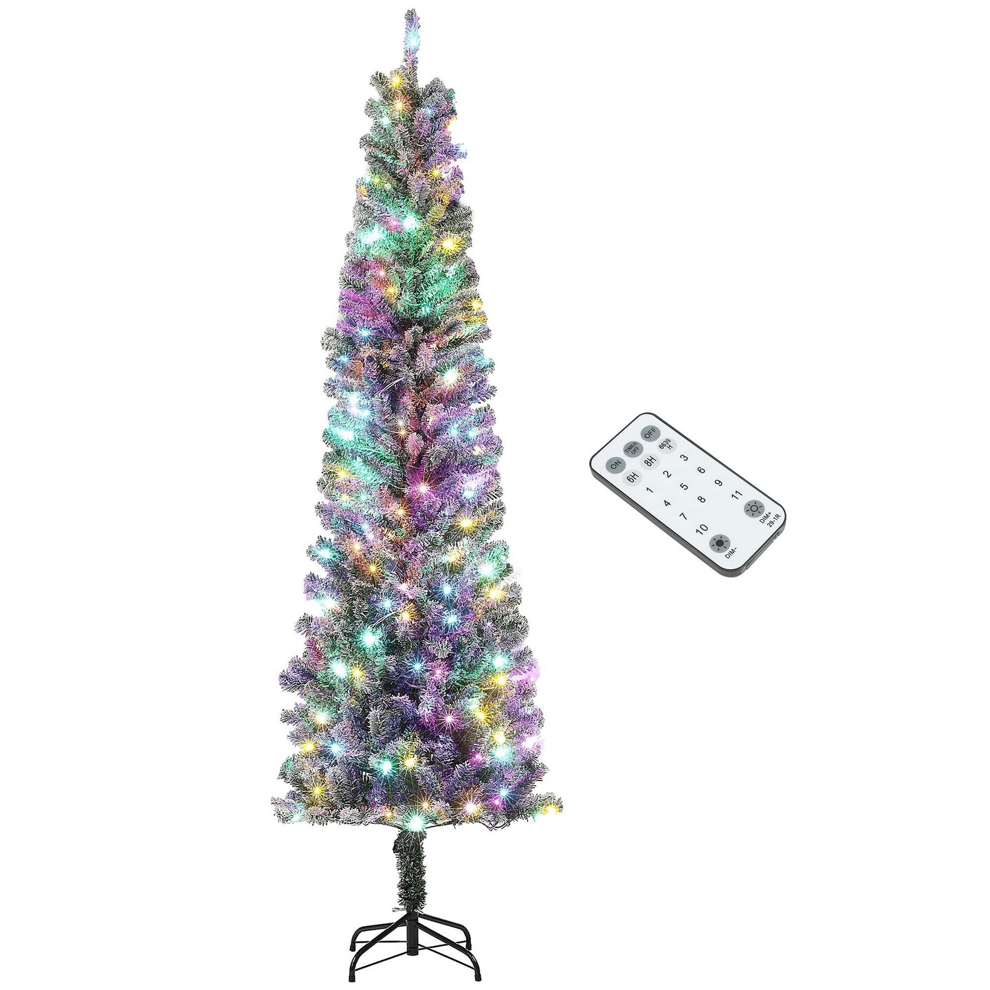 Edge Collections - 7.5' - Gray - Pre-Lit Slim Christmas Tree with Dual Color Lights - 1 Piece