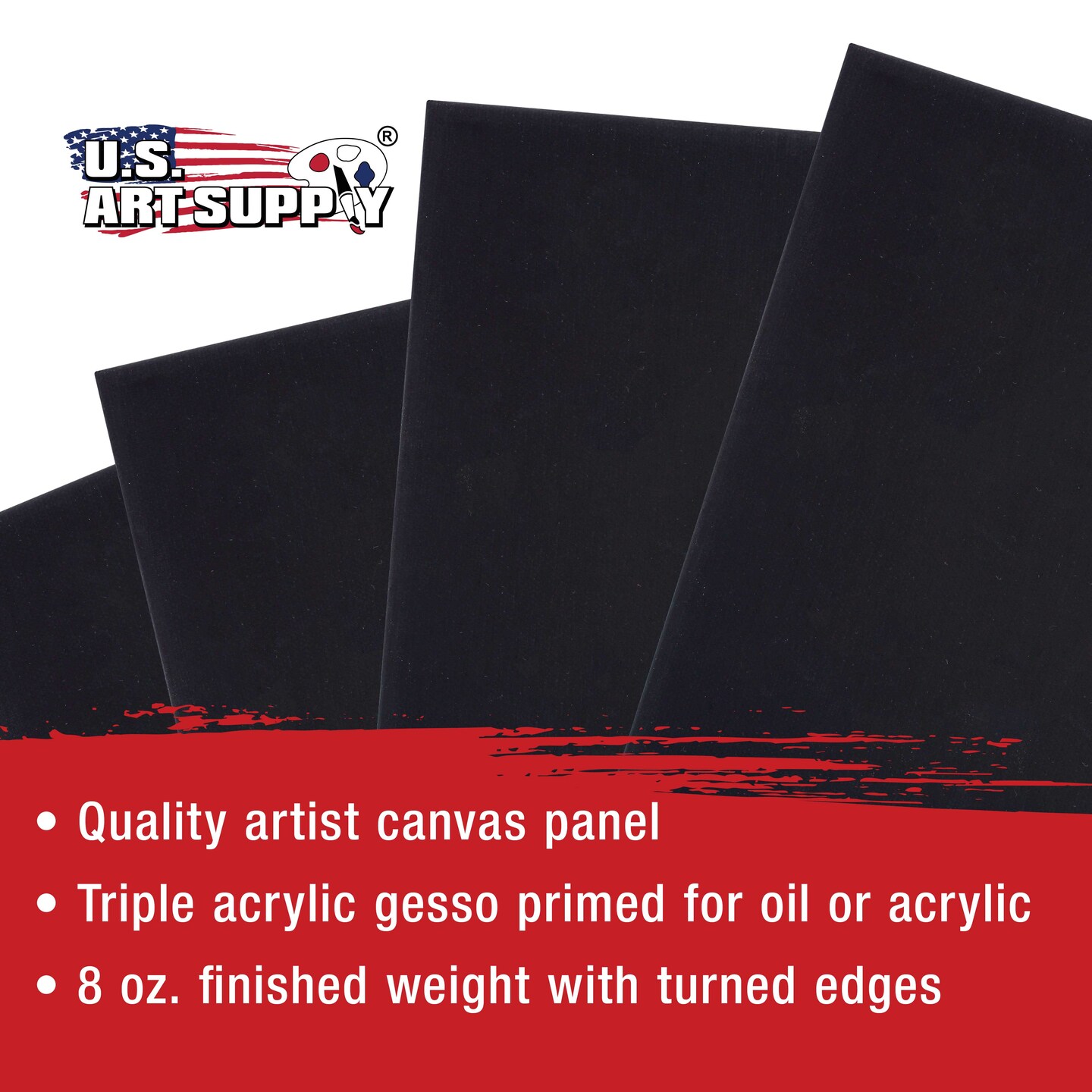 8&#x22; x 10&#x22; Black Professional Artist Quality Acid Free Canvas Panel Boards for Painting 6-Pack