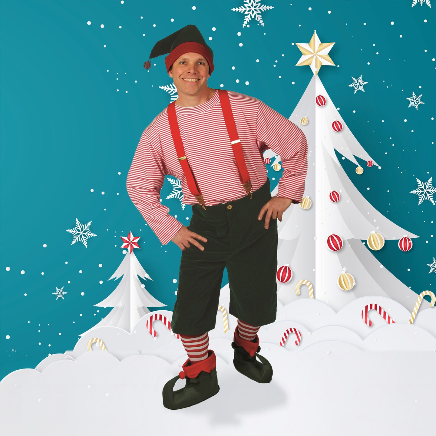 The Costume Center 5 Piece Green Red and White Workshop Elf Suit Size Adult Large, Color: Green | Michaels The Costume Center 5 Piece Green Red and White Workshop Elf Suit Size Adult Large, Color: Green | Michaels
