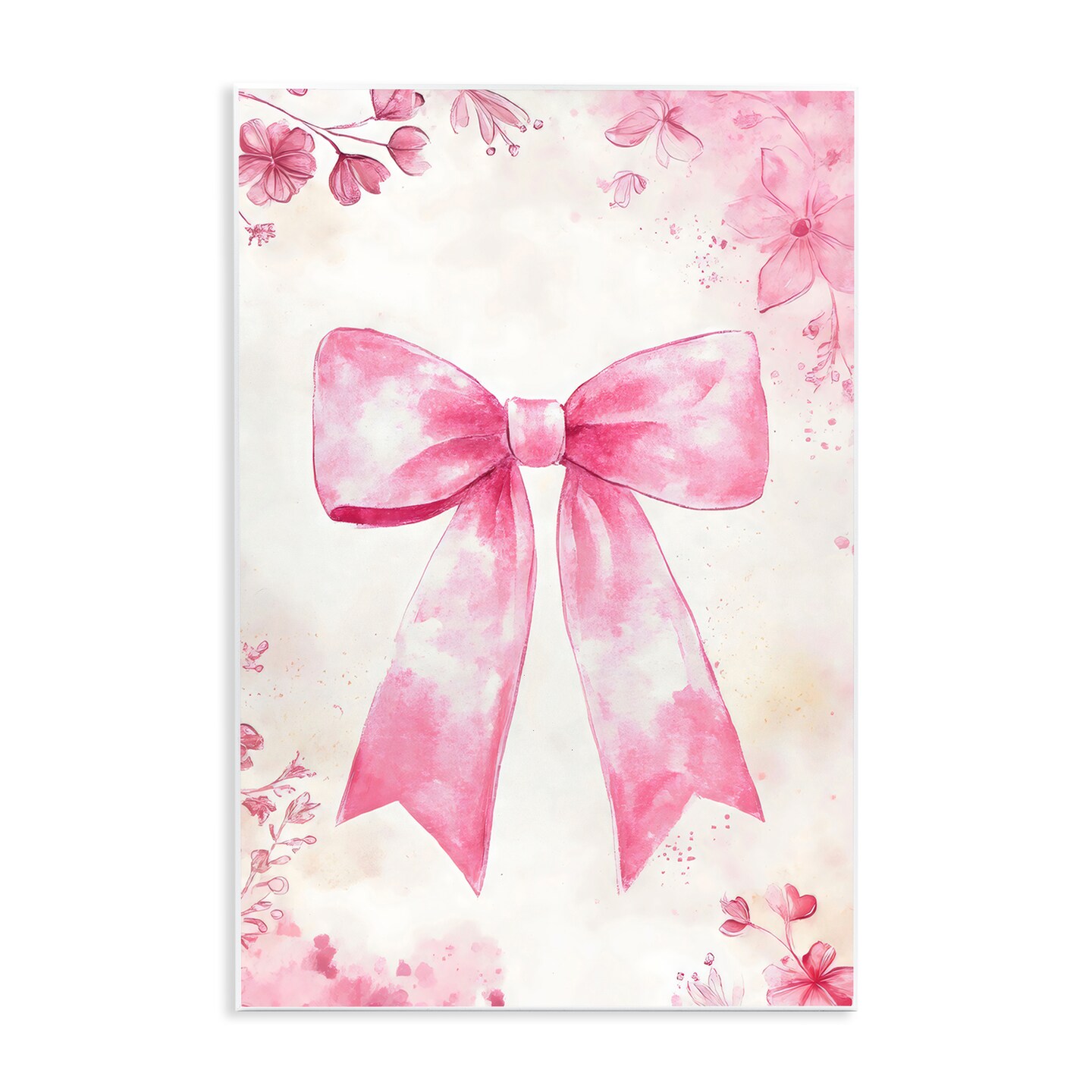 Stupell Industries Whimsical Floral Bow Pink & Beige Wall Plaque, design by Creative Studio