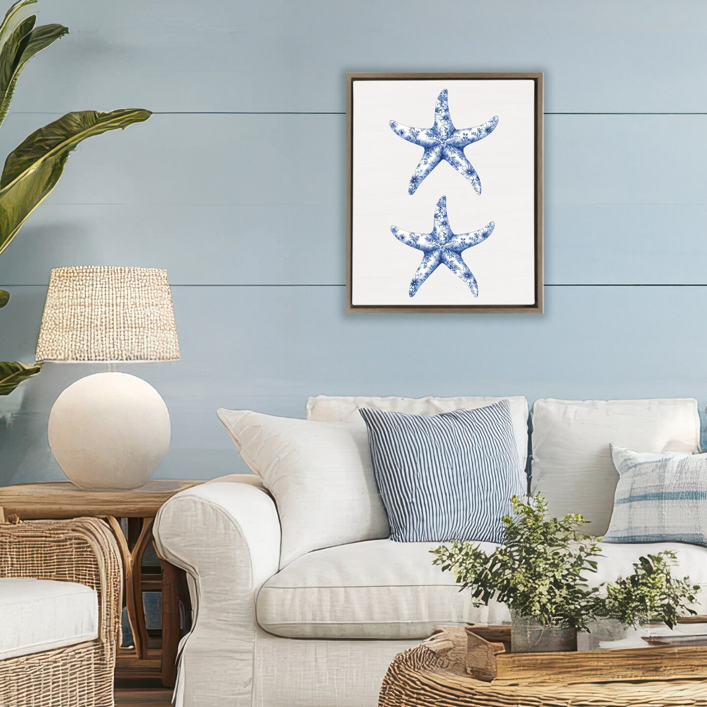 Stupell Industries Vintage Toile Starfish Floating Frame, design by Lettered and Lined