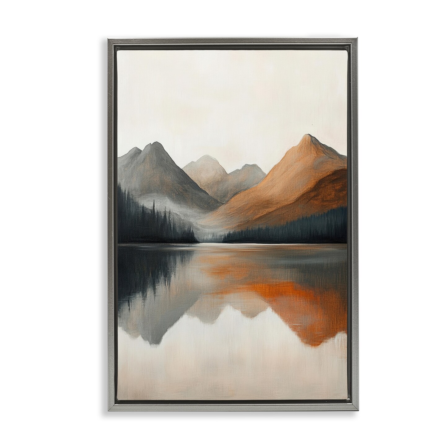 Terracotta Reflection Abstract Landscape Floating Frame Canvas Art
