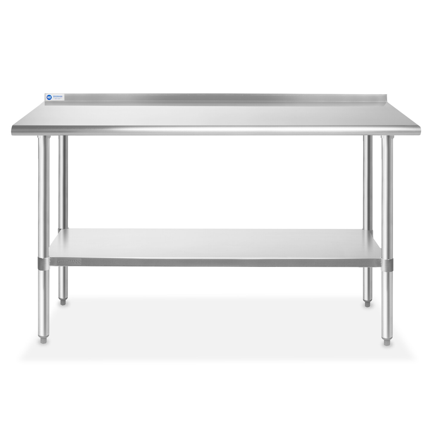 GRIDMANN Stainless Steel Kitchen Prep Table with Backsplash & Under Shelf, NSF Commercial Work Table for Restaurant and Home