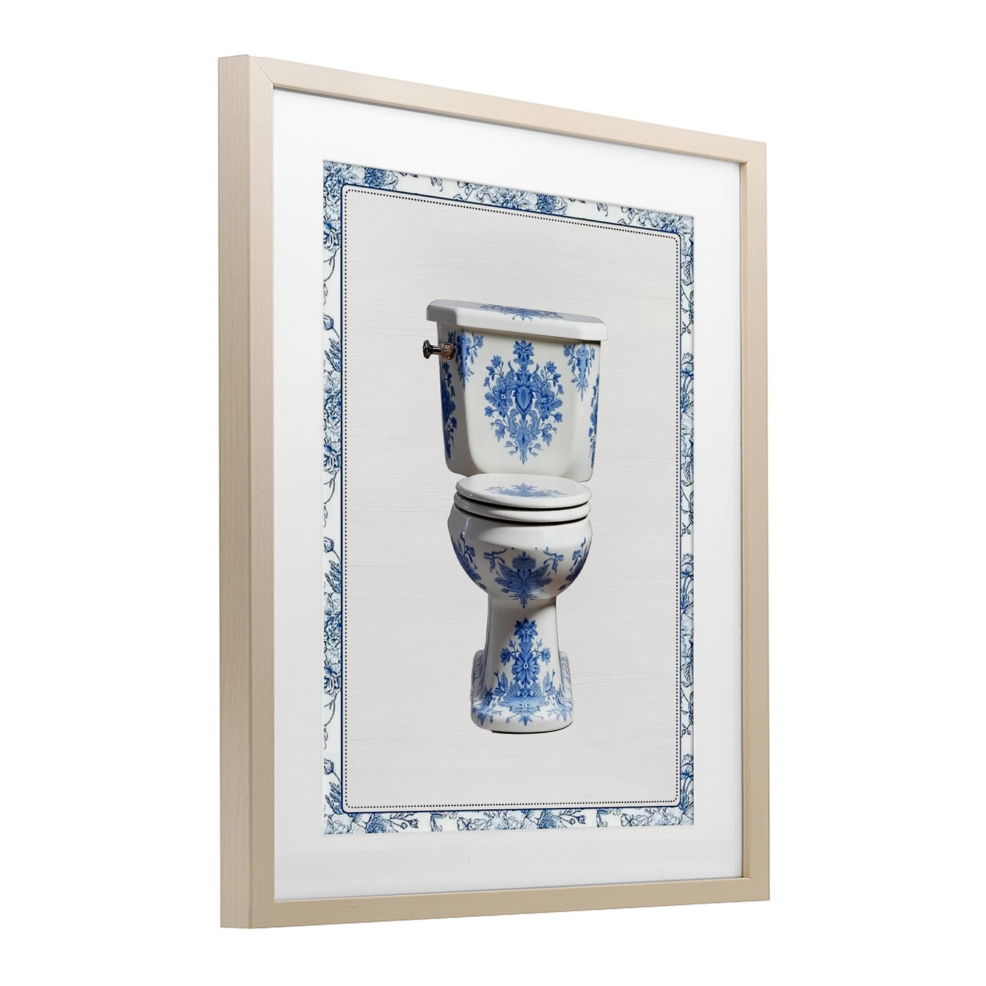 Stupell Industries Vintage Chinoiserie Toilet Framed Print Under Glass, design by Lettered and Lined