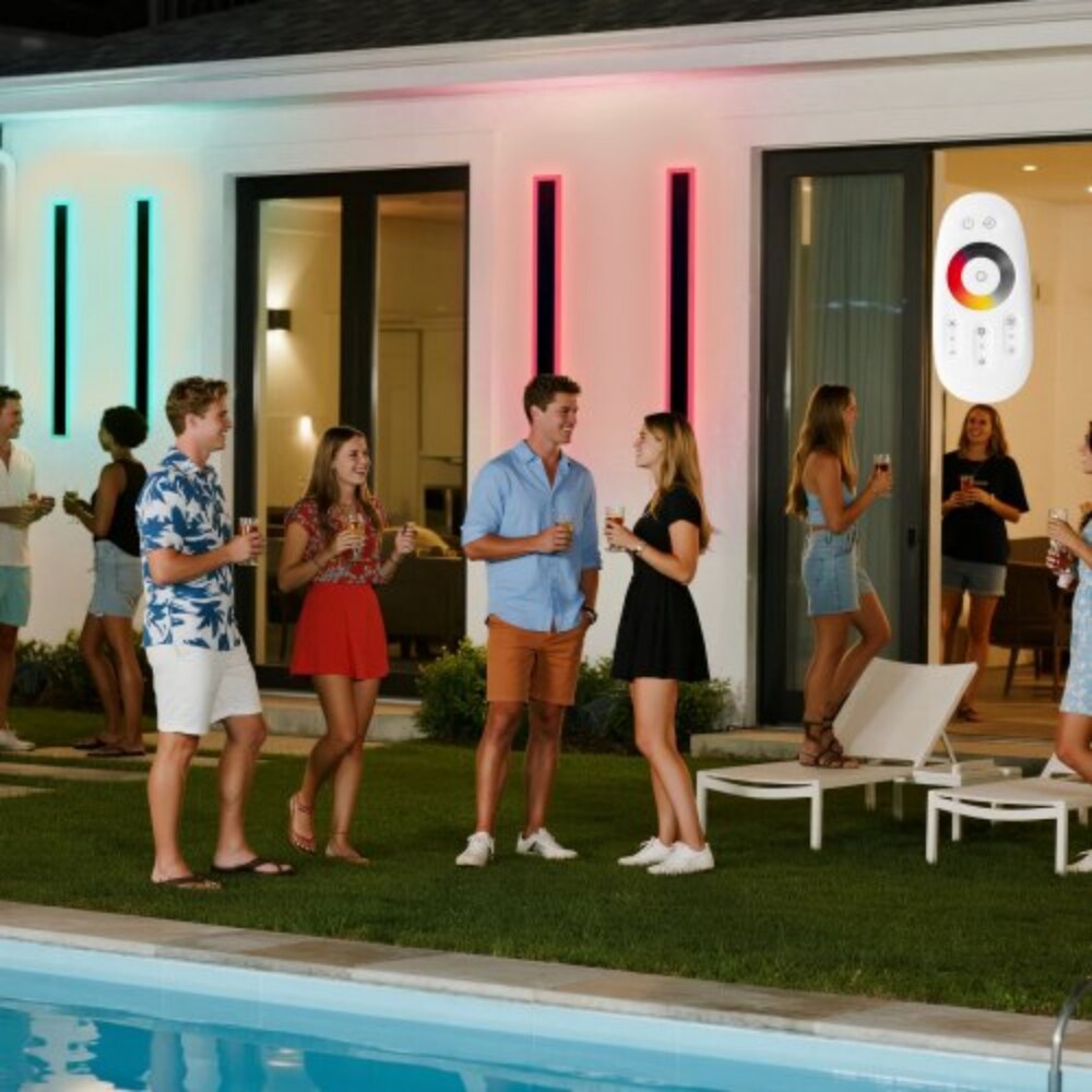 Black-White Aluminum Outdoor Wall Light Colorful RGB IP65 Waterproof 2 Piece LED with Remote