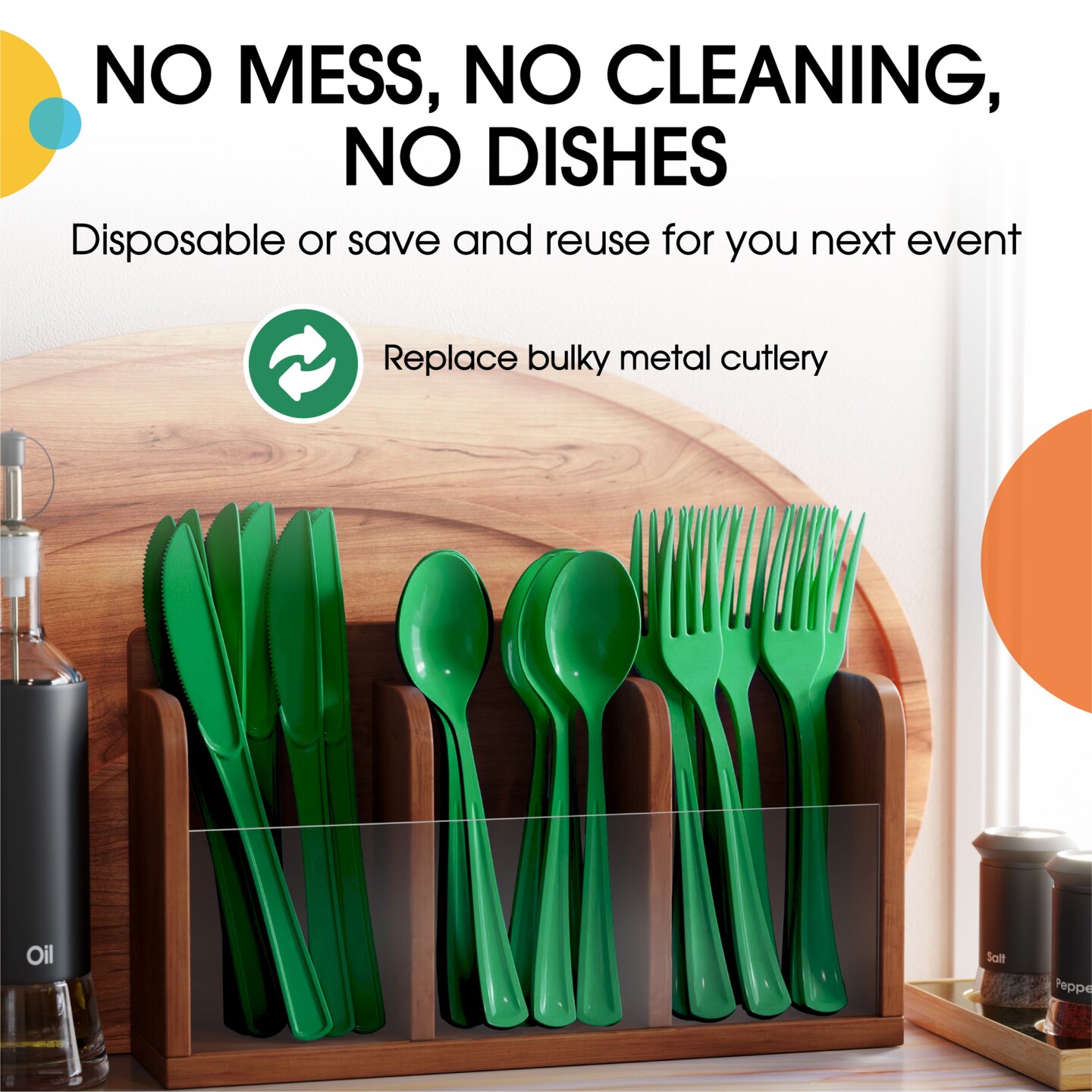 Party Solids 100 Pcs Disposable Utensils – Heavy Duty Plastic Cutlery Set – Premium Plastic Forks, Spoons or Knives for Parties, Events, Catering & Tableware Supplies by Exquisite