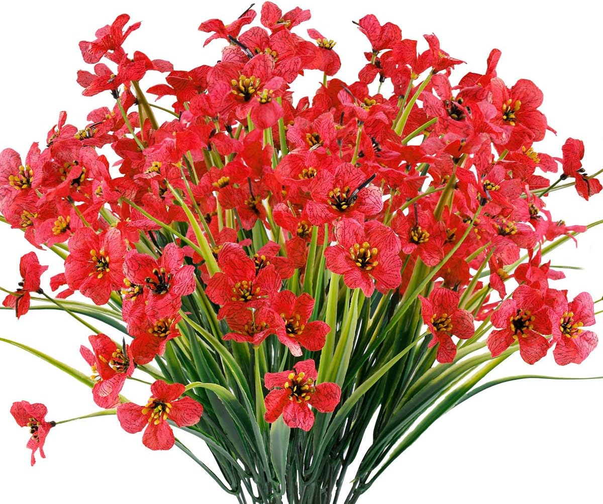 12 Bundles Artificial Flowers - Red