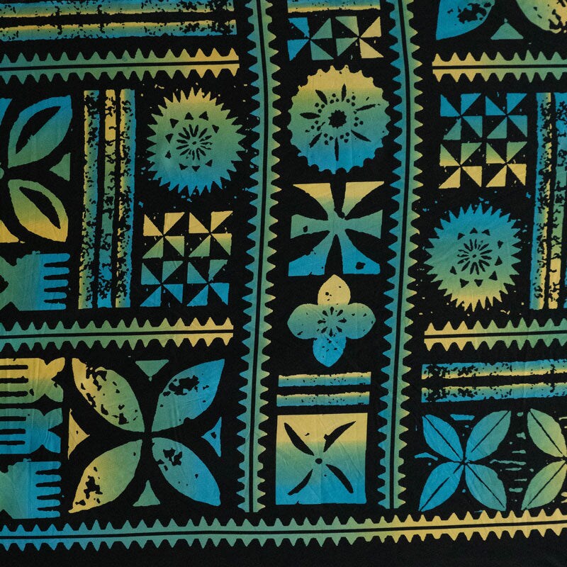 1 Yard Traditional Polynesian Tapa Design Peachskin Fabric 45 Inch Width
