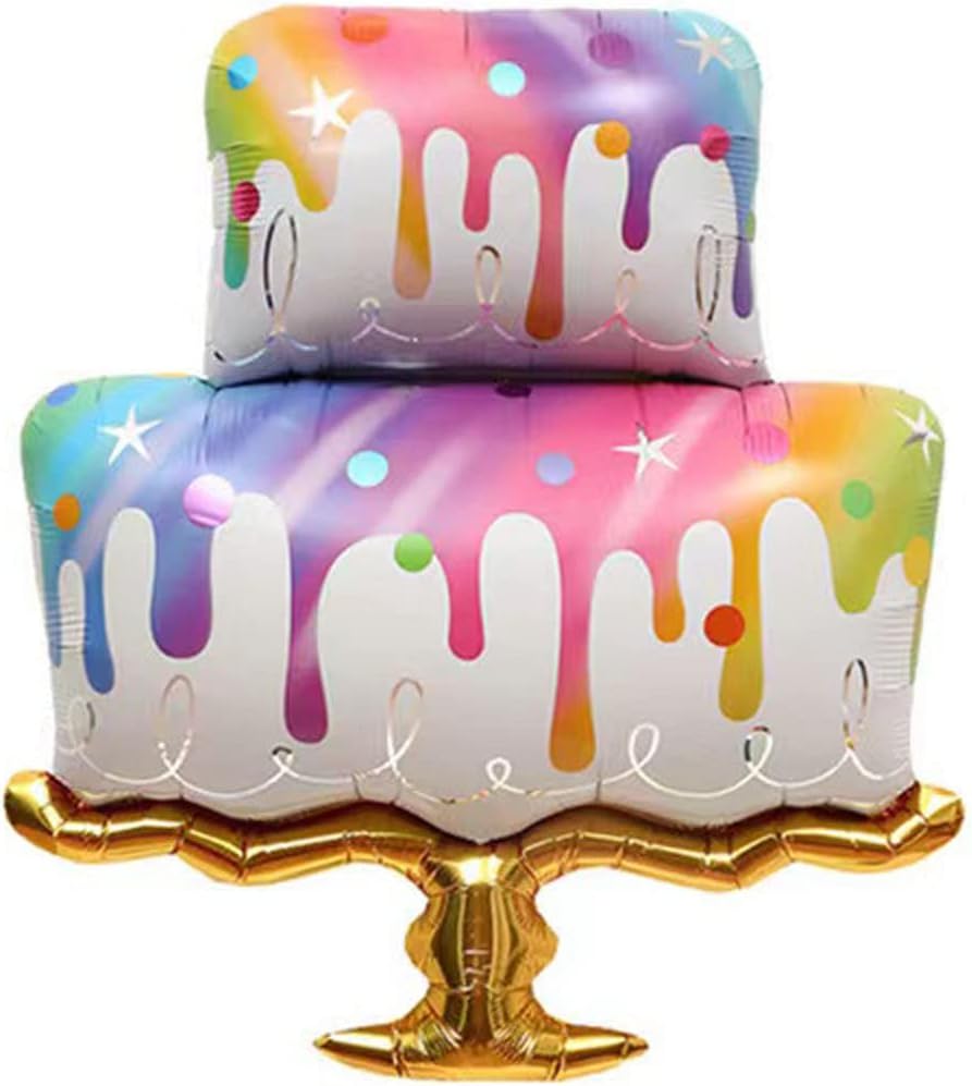2PCS Large Happy Birthday Foil Balloons – Cake & Cupcake Mylar Balloons for Birthday Party Decorations (Multicolor)