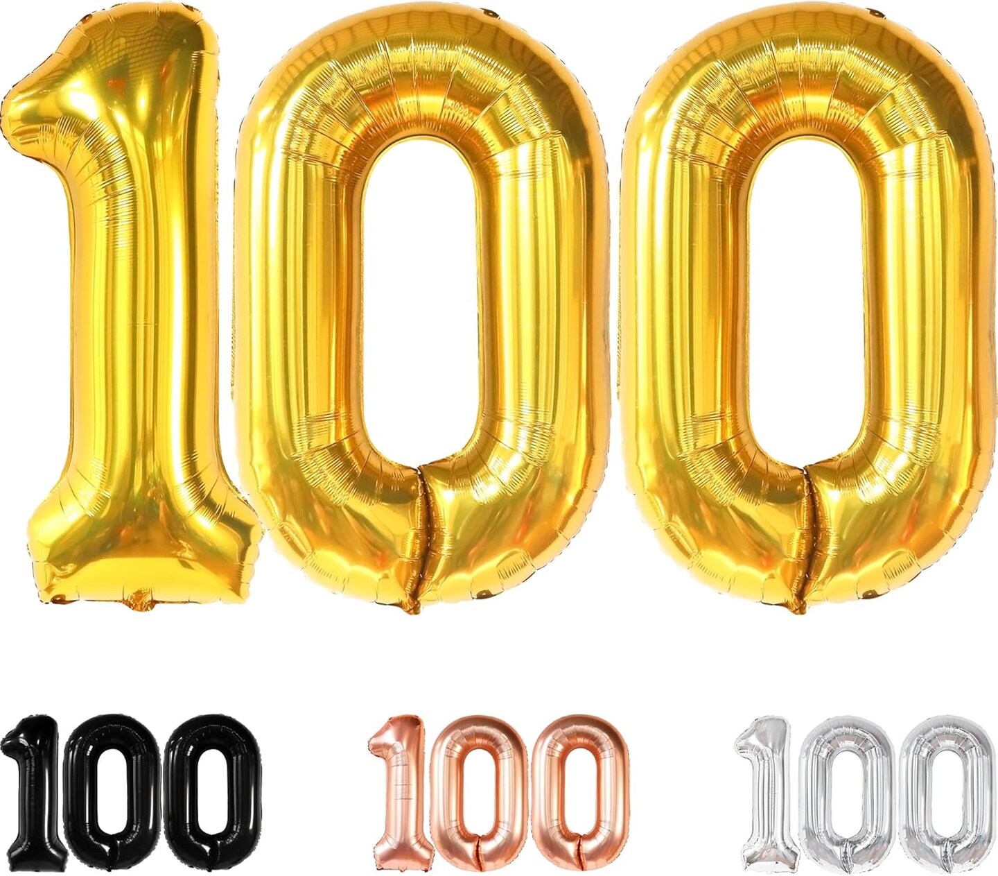 Large Gold 100 Balloon – 40" Foil Number Balloon for 100th Birthday, Anniversary & Special Celebration Decorations (Gold)