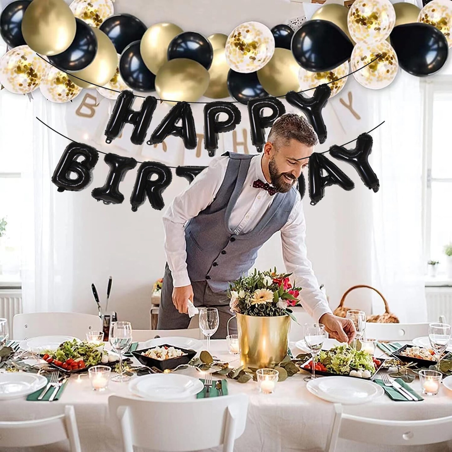 Happy Birthday Balloon Letters - Black, 16 Inch